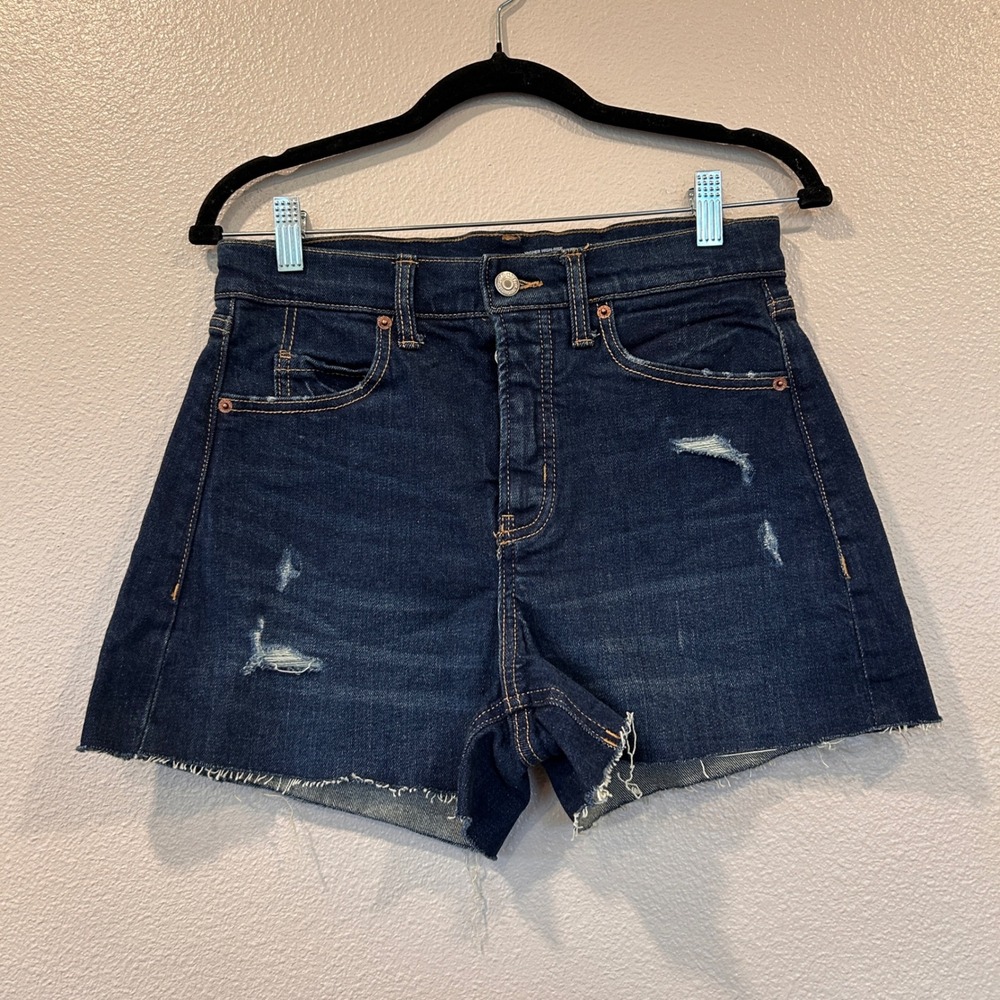 Old Navy Sky-Hi A-Line Higher High-Rise Distressed Dark Wash Denim Shorts Size 4